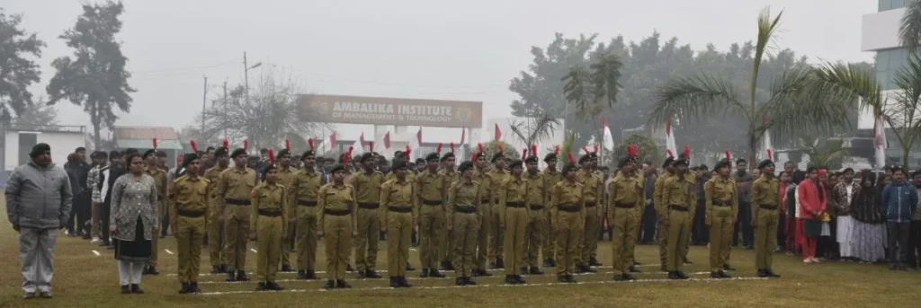 Student parade procession at Ambalika Institute annual event – Best Engineering College in Lucknow UP